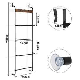 Over The Door Towel Rack Door Rack Hanger Organizer Bathroom Door Rack for Towels Over The Door Hooks with Shelves Behind Door Towel Holder for Livingroom, Back of Door 4 Tier Towel Bar