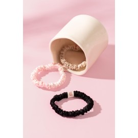 Pixie Woo 100% Mulberry Silk-Scrunchies for Hair, Women Grils Silk Hair Ties for Frizz & Breakage Curly Hair, No Damage, Elastics Ponytail Holder,3 pc