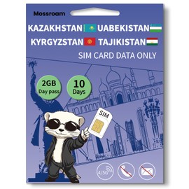 Central Asia 4 Countries SIM Card for Travel -Kazakhstan, Kyrgyzstan, Tajikistan and Uzbekistan 5G/4G/LTE Coverage, Easy Management and Setting, Data only No Phone Number,No Contract