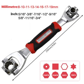 Amindz 48 in 1 Socket Spanner 360 Degree Rotary Wrench Adjustable Ratchet Wrench with Non-Slip Handle Multifunctional Socket Wrench for Home and Car Repair