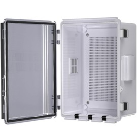 Animacyn ABS Electrical Junction Box, Ventilated Design, Cable Grommets, IP65 Waterproof Enclosure, Indoor/Outdoor Use with Mounting Panel (Clear Cover, 11.8"x7.9"x5.1")