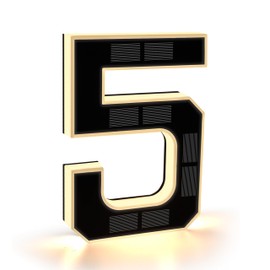 CARPESUN Solar House Number Illuminated for Outdoor Use Waterproof Illuminated House Number Sign Solar House Number Light Black Large - Height 23 cm (5-Black, 23 cm)