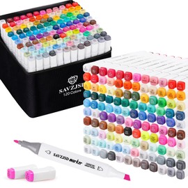 SAVZJSD 120 Colors Alcohol Markers, Dual Tips Alcohol-Based Art Markers for Kids and Adults in Coloring, Painting (Fine & Broad