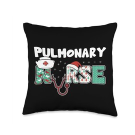 Pulmonary Nurse Job Designs Respiratory Therapist Funny Pulmonary Christmas Breathing Treatment Nursing Throw Pillow, 16x16, Multicolor