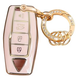Rilnaewn Keyless Entry Systems for Mitsubishi Key Fob Cover Fits for Mitsubishi Outlander 2021 2022 2023 Remote Key (Pink-Gold)
