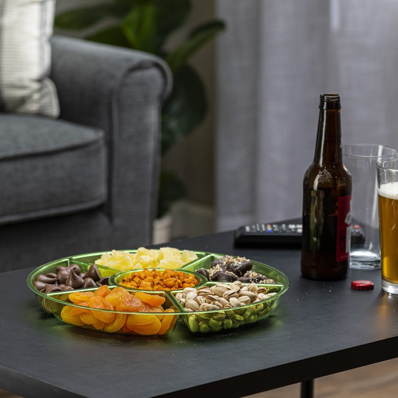 Plasticpro 6 Sectional Round Plastic Serving Tray/Platter (2, Green)