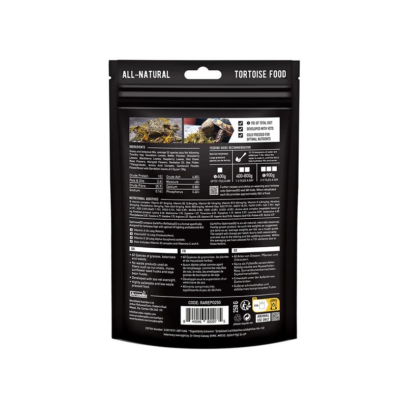 Arcadia Optimised52 Tortoise Diet - 250 g