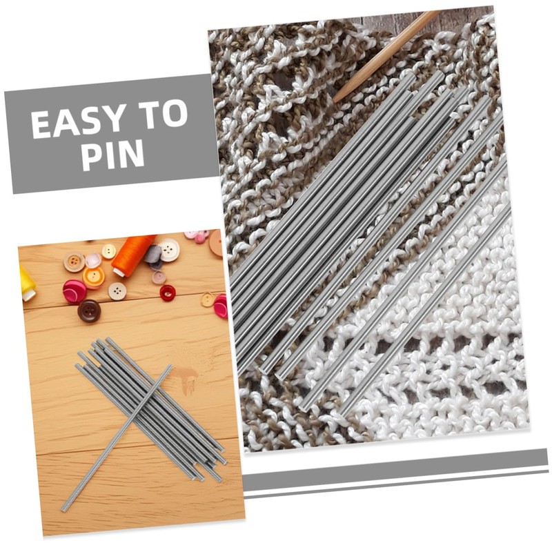 NUOBESTY 20Pcs Crochet Blocking Pins for Knitting Stainless Steel Rod