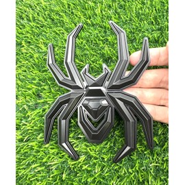 Pair Set Big 5.5inch Spider Emblems 3D Fender Rear Door Badges Custom Sticker Nameplate Replacement for Universal Car Body Motorcycle SUV Widow Door Edition Decoration (All Black)