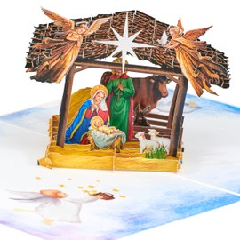 Magic Moments® Nativity Scene 3D Pop Up Card – Christmas Card with Mary, Joseph & Baby Jesus – Heartfelt 3D Holiday Greeting Card for Family, Friends & Loved Ones with Magic Envelope