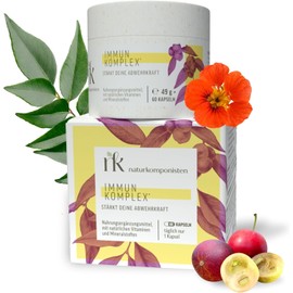 Immune Complex - 2 Months | Propolis, Ginseng, Ashwagandha, Curry Leaf, Myrrh | Vitamin C & Iron | 8 Fruit & Plant Substances | No Artificial Additives | Made in Germany