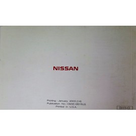 2003 Nissan Sentra Owners Manual