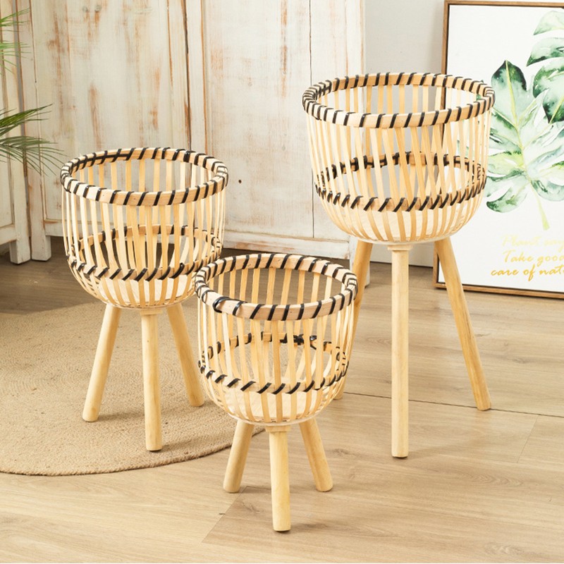 Woven Flower Pot Faux Rattan Planter High Living Room Floor