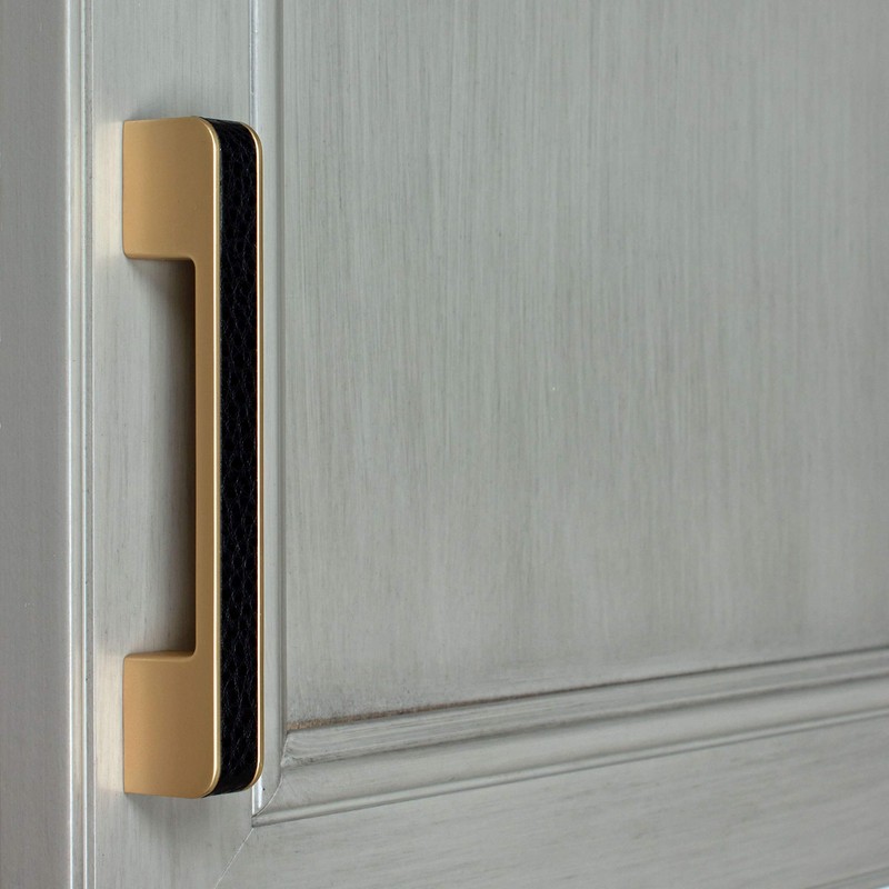 GlideRite Hardware 3-3/4 in. Center Embossed Leather Strip Cabinet Pull