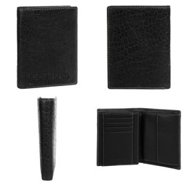 bruno banani Genuine Leather Wallet for Men and Women, Slim Fold Wallet with RFID Protection, Especially Lightweight Genuine Leather Wallet, 022122, black, Standard size