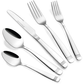 Dokaworld Flatware, Silverware Set for 8 persons, 40 Piece - Spoons, Forks, and Knives 18/10 Stainless Steel