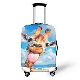 POLERO Giraffe Suitcase Cover Protectors Funny Animal with Sunglasses Luggage Covers for Travel School Size M Fits for 22-24 inch