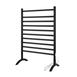 NORTTA Freestanding Towel Warmer 10 Bars Plug-in Option 3 Working Modes Black Stainless Steel 24" W 34" H