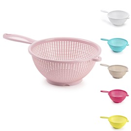 Plastic Colander Food Sieve Strainer Basket for Food Washing Draining Pasta Spaghetti Rice Salad Vegetable Kitchen Cooking Hobby (22cm - Pink Design 4)