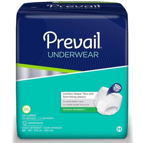 Prevail Maximum Absorbency Underwear, XX-Large, 12 Count (Pack of 1)
