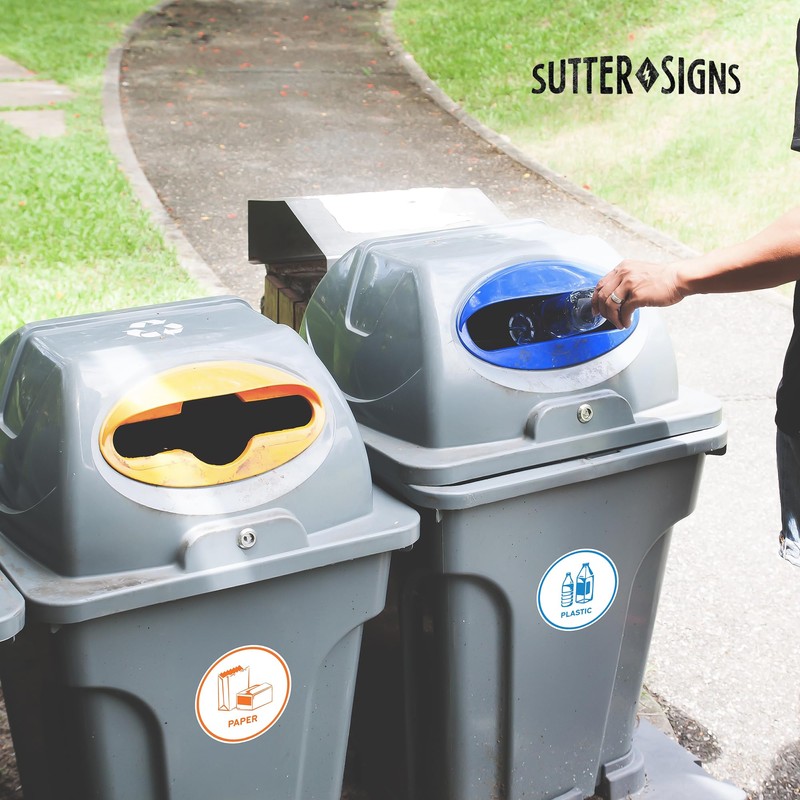 Sutter Signs Recycling Stickers for Trash Can, 6" Wide |
