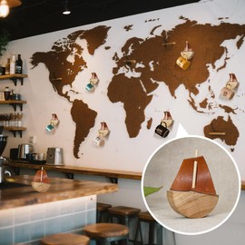 Delenius Wall Decorative Wood Sailboat Hooks for Hanging Hat, Purse, Backpack, Bag, Jacket. Leather & Wood, Gold/Brass Hardware, Simple Hook, Small Space Organization, Coffee Bar. Set of 3