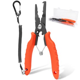 SHALL Fishing Pliers Line Cutter Pliers Lightweight Fishing Pliers for Wire Cutting Hook Removal and Opening Snap Ring with Carabiner Rope