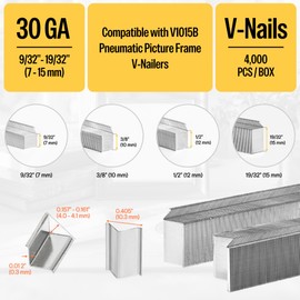 meite V1010 Hard Wood Type 10.3mm Diameter V Nails 10mm Length 3/8-In for Picture Frame Joiner V1015B V-Nailer Joining Gun 4000 PCS/Box