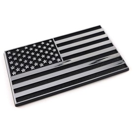 USA Flag Black Chrome Plastic car Track Emblem 3D Decal Sticker 4" x 2.25"
