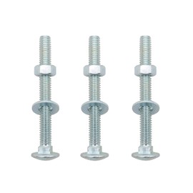 LBY 8 Sets 5/16-18 x 3" Carriage Bolts Screws Round Head Square Neck and Hex Nuts & Flat Washers, Carbon Steel (Zinc Plated), Silvery