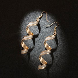 Gold Spiral Dangle Earrings for Women Twisted Geometric Swirl Earrings Linear Twist Statement Earrings for Women Girls Gifts