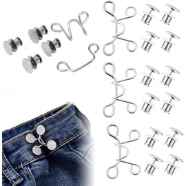 4 Pieces Waist Tightener Clips,Silver Adjustable Reusable Waist Cincher Clip,Detachable Waist Tightener Easy Installation Simplicity Decoration Discipline buckle Clip,Suitable for Loose Jeans.