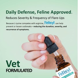 Felisyl L-Lysine Concentrate for Cats – 2 oz Immune & Respiratory Support Supplement with DMG & Taurine – Helps Relieve Sneezing, Runny Nose, Congestion, Watery Eyes, FHV-1 Symptoms – Made in USA