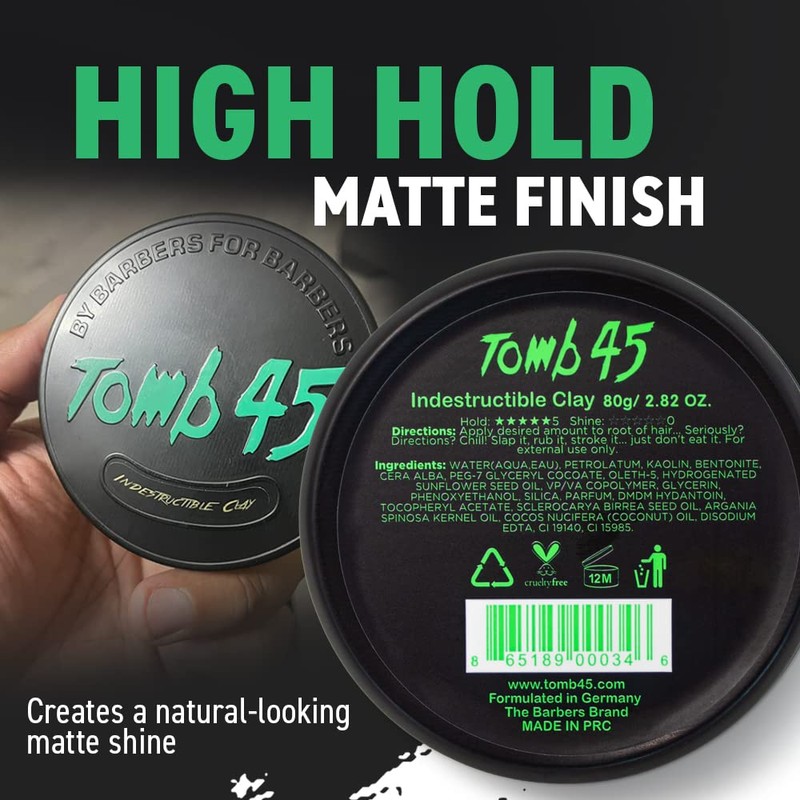 Tomb45 Indestructible Hair Clay, High Strong Hold with Matte Finish