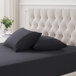 Flannel Pillowcases Standard Set of 2 - Ultra Soft Flannel Pillowcases Set Cozy & Breathable Pillow Cases Queen Size Set of 2 - Heavyweight & Durable, Standard/Queen, Black