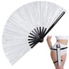 YKYUASD Large Folding Hand Fan Glitter Rave Bamboo Handheld Fans