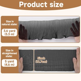 OIIKI Ruffle Pleated Organza Lace Trims 5 Yards, Black Organza Chiffon Ruffled Fabric Trim, Tulle Ruffle Lace Border for Craft Sewing Dress Bag Decoration Applique Trimming