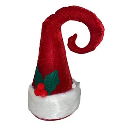 Noelta Christmas Red VELVET Holly Faux FUR HAT Adult Costume NEW
