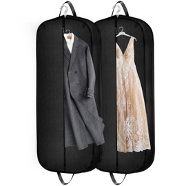 Limoomil 60 Inch 2 Packs Heavy Duty Tear Resistance Wedding Dress Bag for Wedding Travel, Waterproof Dress Cover for Closet Wardrobe. Garment Bag for Gowns, Tuxedos, Dress, Long Coats. Darkgrey