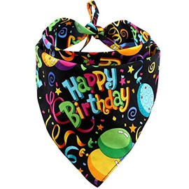 Dog Birthday Bandana Triangle Bibs Scarf Accessories Black Small