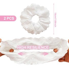 XNIVUIS Pack of 2 Hair Bobbles Scrunchies for Women, Hair Scrunchies Soft Elastic Skrunschis Large, Hair Bobbles Strong Hold, Women's Ponytail Holder Hair Band, Accessories for Girls and Women (White)