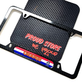 Holland Flag Oranje Flag Domed Metallic Carbon License Plate Frame -US Size- Holland, Netherlands Oranje KNVB Amsterdam Ajax PSV Feyenoord