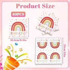 40 Stück Servietten Regenbogen Tischdeko Schulkind Schulanfang Deko Einschulung Mädchen Junge Rainbow Kindergeburtstag Servietten Einschulung Deko Geburtstag Kinder Taufe geburtstagsservietten