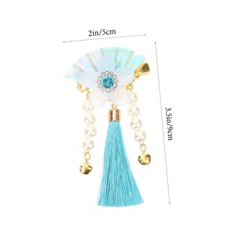 Outanaya Japanese Style Beaded Tassel Hairpin for Women Flower Fan Shaped Kimono Headdress Elegant Hair Accessories for Parties Weddings and Everyday Wear