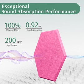 Hexagonal Acoustic Panels-12 Pack High-Density Sound Absorbing Panels 12"X10"X0.4" for Enhanced Noise Reduction, DIY Design, Idea for Studios, Offices, and Home Theaters(Peach Pink)