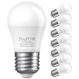 ProPOW 25 Watt Light Bulbs Equivalent A15 3W LED Light Bulb Soft White 2700K Energy Saving Low Watt Light Bulbs, E26 Base Bulb for Home Bedroom(8 Pack)