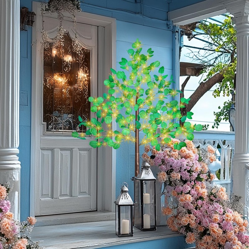 4FT Lighted Eucalyptus Tree with 240pcs Lights, Prelit Eucalyptus Tree