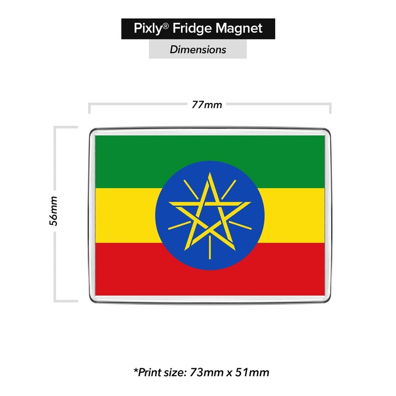 Pixly® Ethiopia Flag Fridge Magnet Large Jumbo Size Ethiopian Keepsake