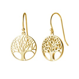Tree of Life Earrings for Women Girls Children Hanging Earrings 925 Sterling Silver Diameter 15 mm, Metal