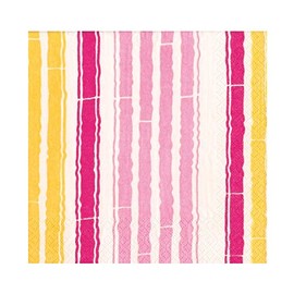 Caspari Bamboo Stripe Luncheon Napkins in Fuchsia & Pink- 20 Per Package - 4 Packages